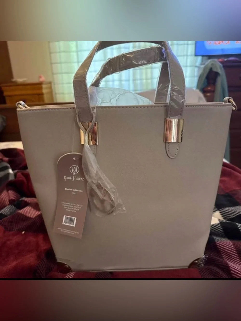 Classic Cream Tote Bag with Gold Accents